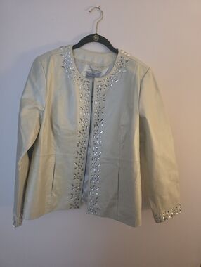 Leather Jacket With Crystals - Large